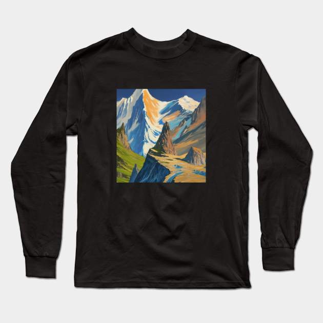 Mountain Fauna Woods Cloud Outdoor Rock Long Sleeve T-Shirt by Flowering Away